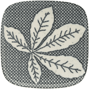 Tallerken House Doctor Oak stentøj grå/blå 21,6Ã21,6 cm firkantet med bladmotiv